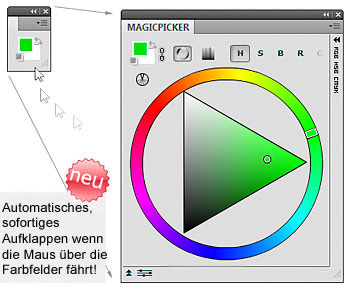 New features of MagicPicker 2.0 color panel plugin for Photoshop CS3 and CS4