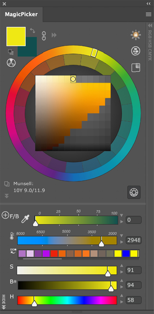 MagicPicker color wheel in HUD mode / Adobe Photoshop MagicPicker color wheel in HUD mode / Adobe Photoshop