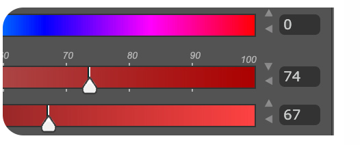 MagicPicker with Munsell Color Wheel, Color History and Color Values Color Value boxes next to sliders