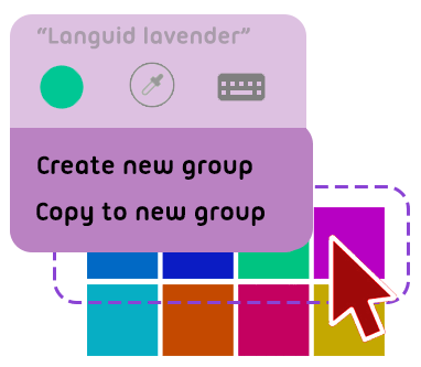 Color swatches, right-click menu Color swatches, right-click menu