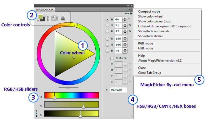MagicPicker color wheel mode areas