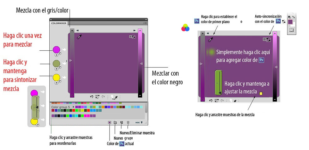 Todos funciones de MixColors - mezclador de colores para Photoshop