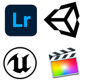 Lightroom, Unity, UE4, Final Cut Pro