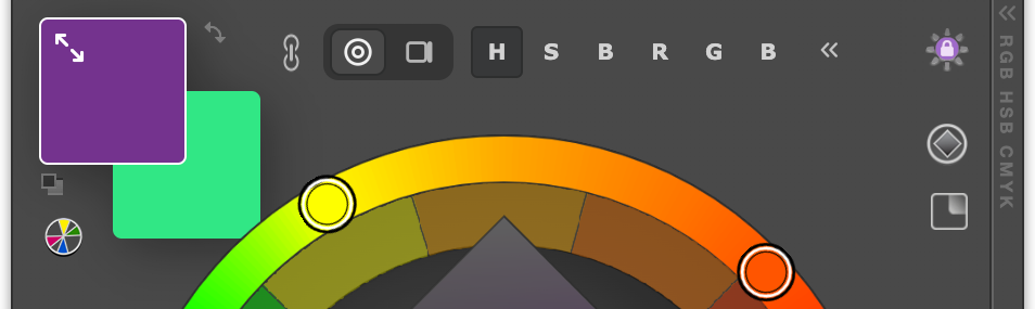 Drag to resize MagicPicker foreground and background swatches Resizable foreground and background swatches in MagicPicker