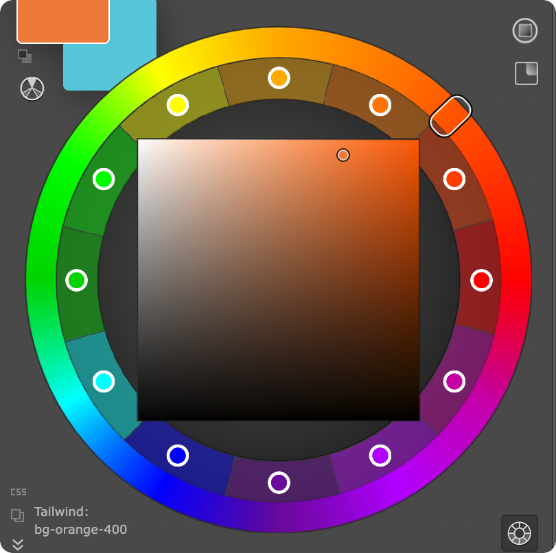 Select any of twelve primary colors directly on the MagicPicker wheel Twelve selectable primary colors around the MagicPicker wheel