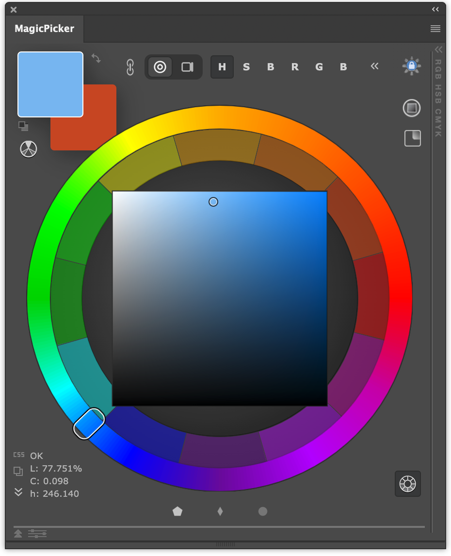 Define separate Color Areas on the MagicPicker wheel and color box MagicPicker 10 with Color Areas on the wheel and color box