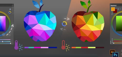 MagicPicker changing an illustration between cool and warm palettes MagicPicker changing an illustration between cool and warm palettes