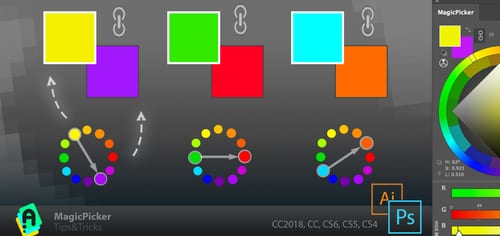 MagicPicker linked color harmonies generating complementary swatches MagicPicker linked color harmonies generating complementary swatches