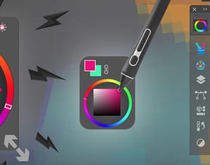 MagicPicker compact HUD used directly over artwork with a stylus MagicPicker compact HUD used directly over artwork with a stylus